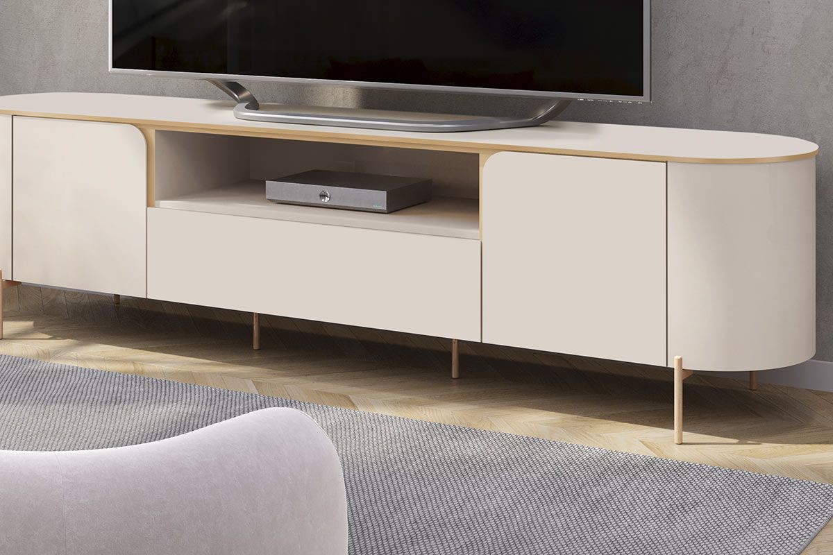 Rack Bancada p/ TV até 75 Pol Areta c/2 Portas 218x57cm DJ Móveis