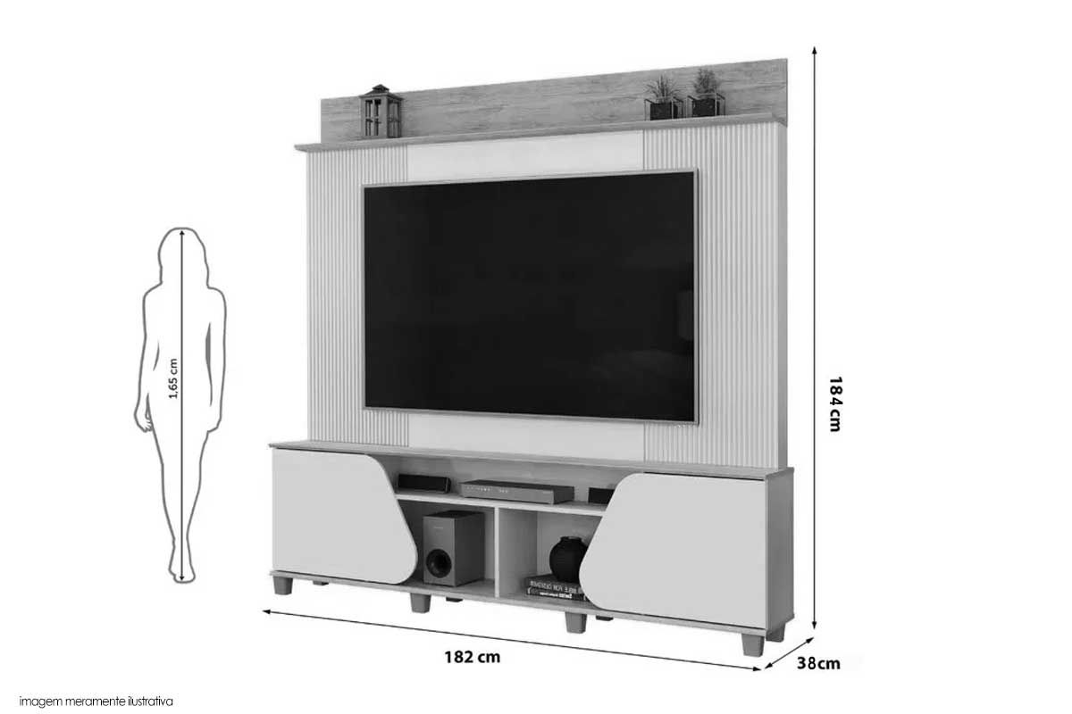 Home p/ TV até 70 Pol Henry c/ 2 Porta 182x184cm - DJ Móveis