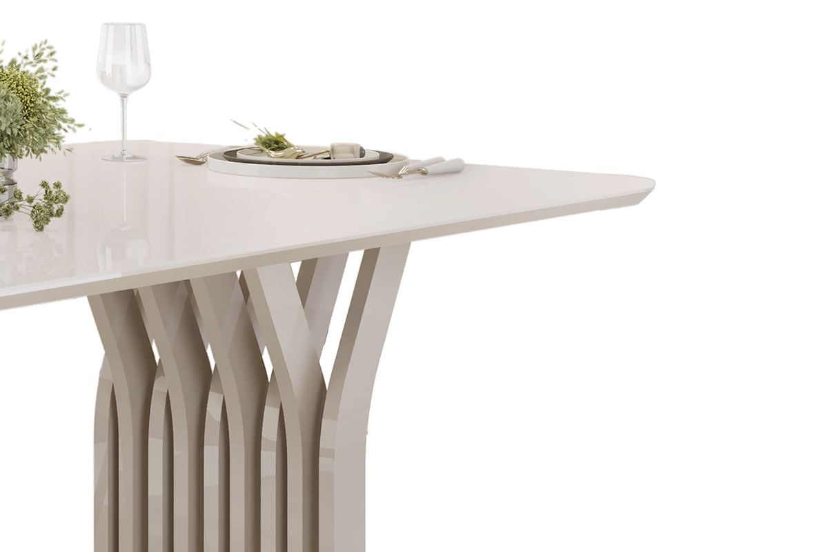 Mesa Jantar Yara c/Tampo Madeirado c/Vidro 180x100cm DJ Móveis