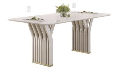 Mesa Jantar Yara c/Tampo Madeirado c/Vidro Curvo 170x90cm DJ Móveis