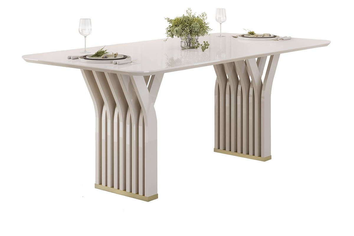 Mesa Jantar Yara c/Tampo Madeirado c/Vidro Curvo 170x90cm DJ Móveis
