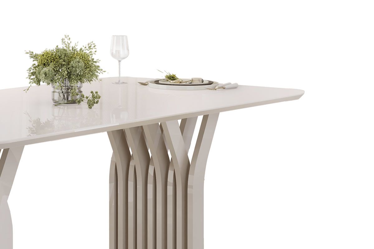 Mesa Jantar Yara c/Tampo Madeirado c/Vidro Curvo 170x90cm DJ Móveis