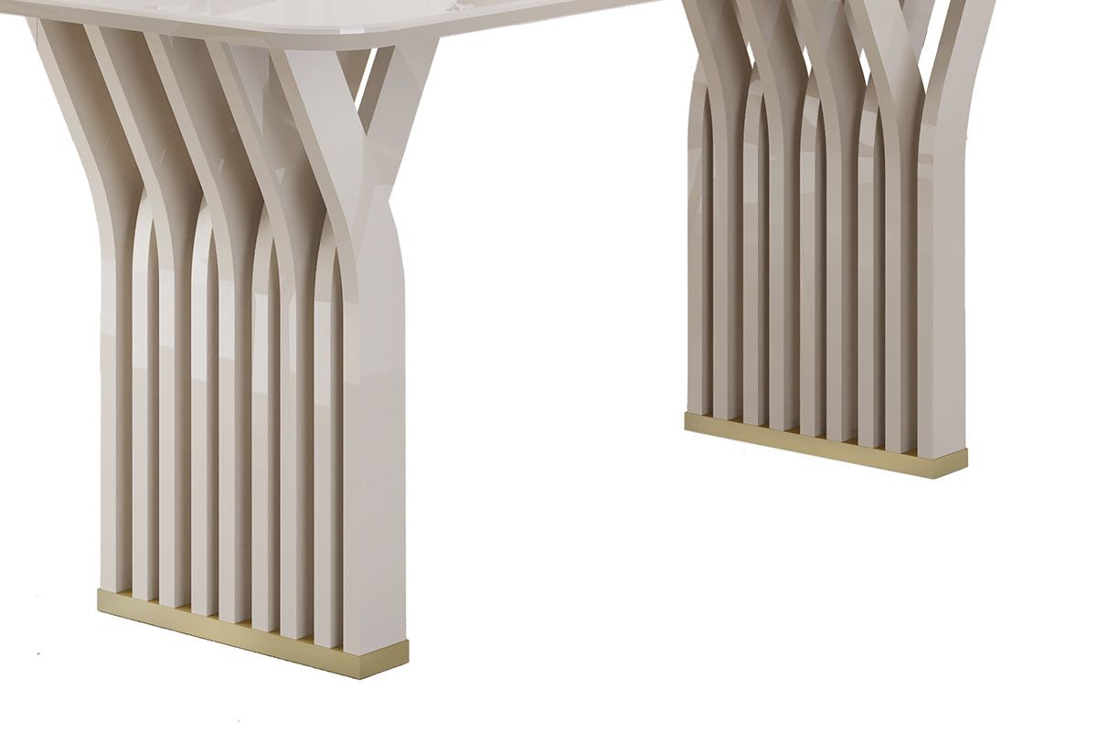 Mesa Jantar Yara c/Tampo Madeirado c/Vidro Curvo 170x90cm DJ Móveis