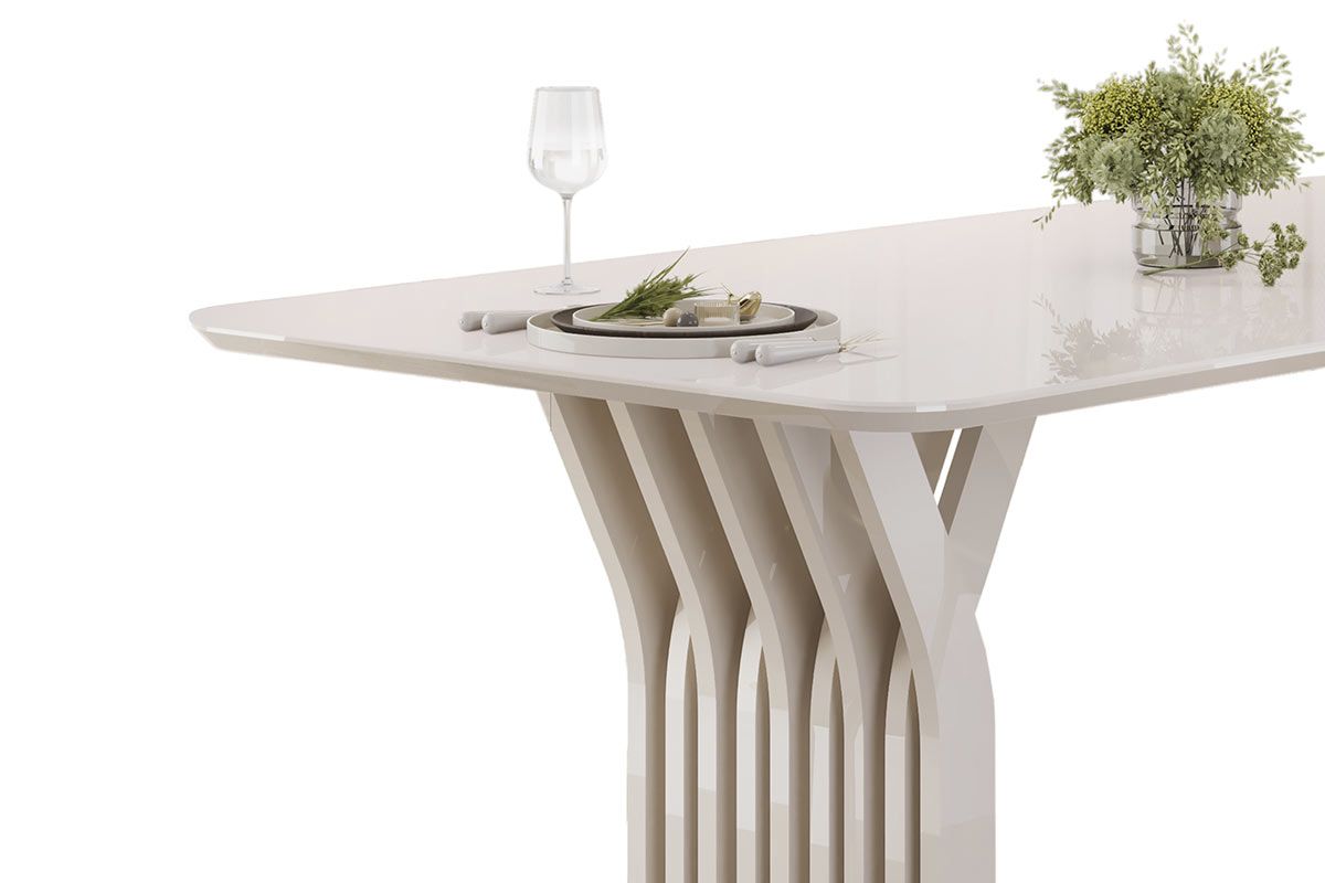 Mesa Jantar Yara c/Tampo Madeirado c/Vidro Curvo 170x90cm DJ Móveis