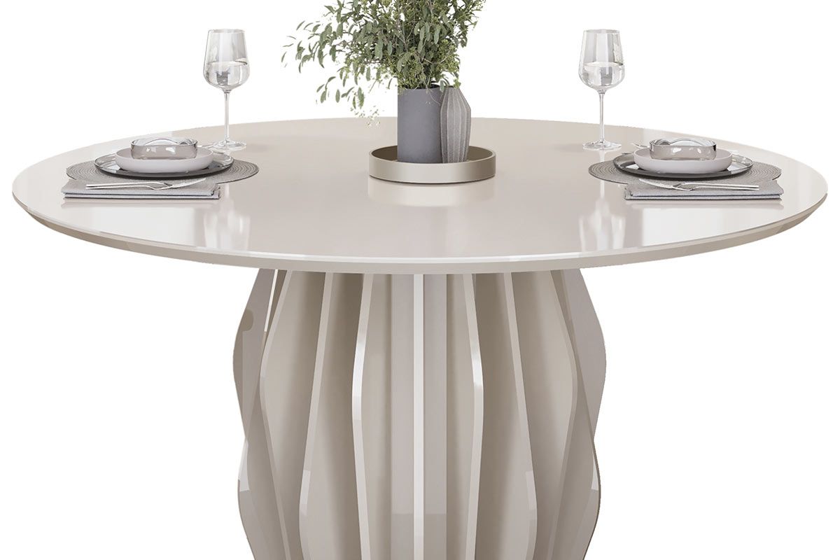 Mesa Jantar Tokyo c/Tampo Madeirado c/Vidro Redondo 136x136cm DJ Móveis