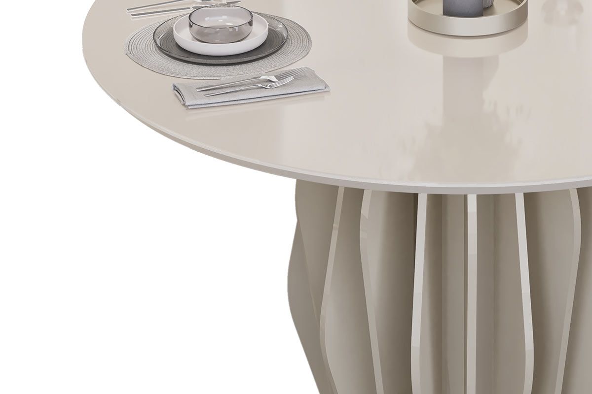 Mesa Jantar Tokyo c/Tampo Madeirado c/Vidro Redondo 136x136cm DJ Móveis