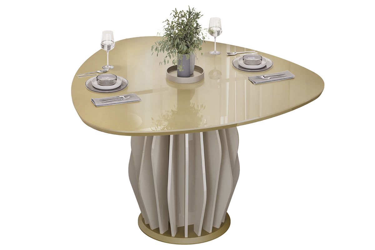 Mesa Jantar Tokyo Tampo Vid Orgânico 136cm DJ MóveisOff White/Dourado Mesa Jantar Tokyo Tampo Vid Orgânico 136cm DJ MóveisOff White/Dourado
