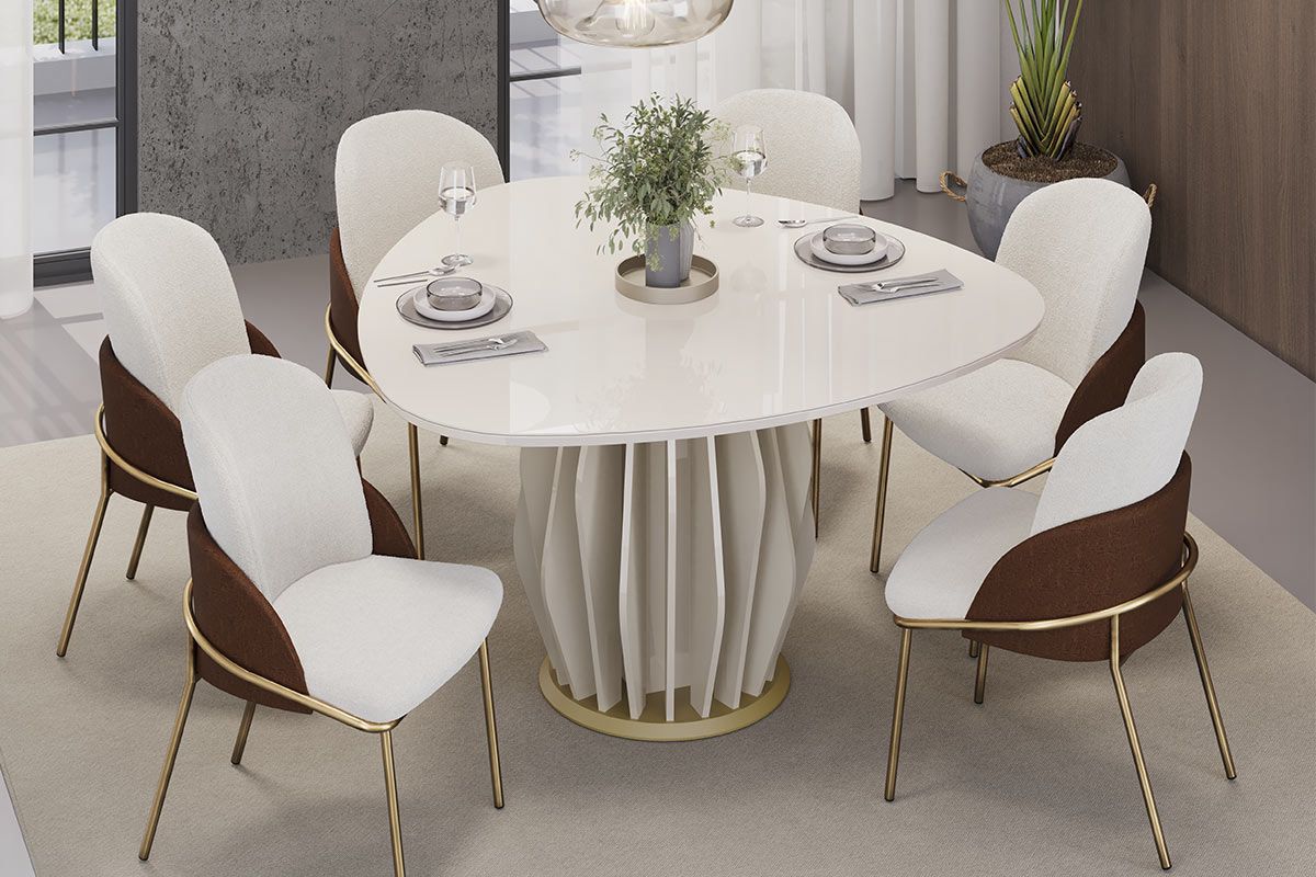 Mesa Jantar Tokyo Tampo Vid Orgânico 136cm DJ MóveisOff White/Off White Mesa Jantar Tokyo Tampo Vid Orgânico 136cm DJ MóveisOff White/Off White