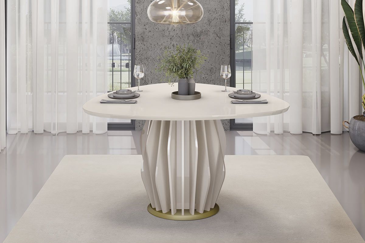 Mesa Jantar Tokyo Tampo Vid Orgânico 136cm DJ MóveisOff White/Off White Mesa Jantar Tokyo Tampo Vid Orgânico 136cm DJ MóveisOff White/Off White