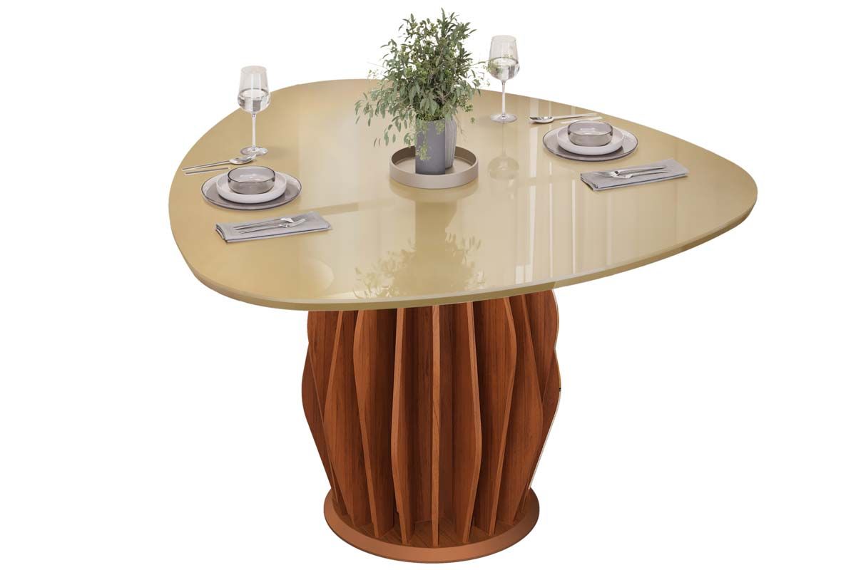 Mesa Jantar Tokyo Tampo Vid Orgânico 136cm DJ MóveisFreijo/Dourado Mesa Jantar Tokyo Tampo Vid Orgânico 136cm DJ MóveisFreijo/Dourado