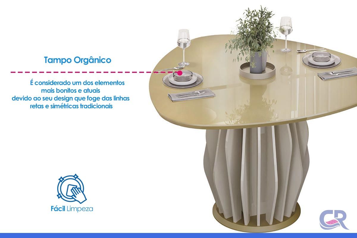 Mesa Jantar Tokyo Tampo Vid Orgânico 136cm DJ Móveis Mesa Jantar Tokyo Tampo Vid Orgânico 136cm DJ Móveis