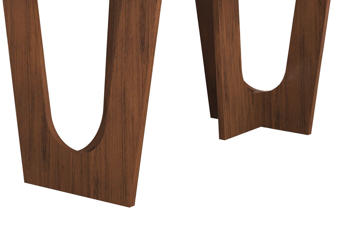Mesa Jantar Nala c/Tampo Madeirado c/Vidro Curvo 170x90cm DJ Móveis