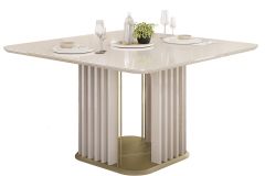 Mesa Jantar Melissa c/Tampo Madeirado c/Vidro Curvo 136x136cm DJ Móveis