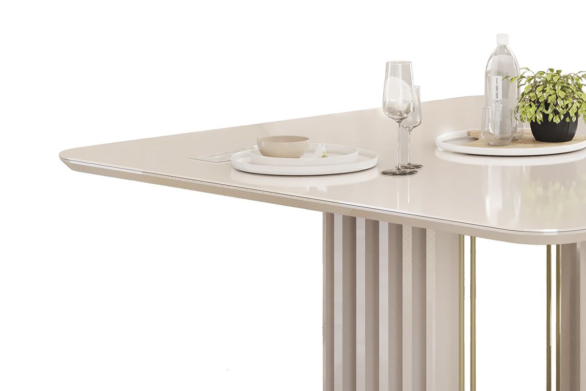 Mesa Jantar Melissa c/Tampo Madeirado c/Vidro Curvo 136x136cm DJ Móveis