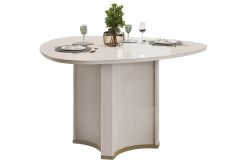 Mesa Jantar Chanel c/Tampo MDF/Vidro Orgânico 136cm DJ Móveis - Off White/Off White