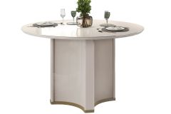Mesa Jantar Chanel c/Tampo Madeirado c/Vidro Redondo 136x136cm DJ Móveis