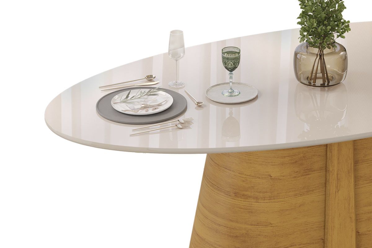 Mesa Jantar Ryze Tampo c/Vidro Oval 218cm DJ Móveis Mesa Jantar Ryze Tampo c/Vidro Oval 218cm DJ Móveis