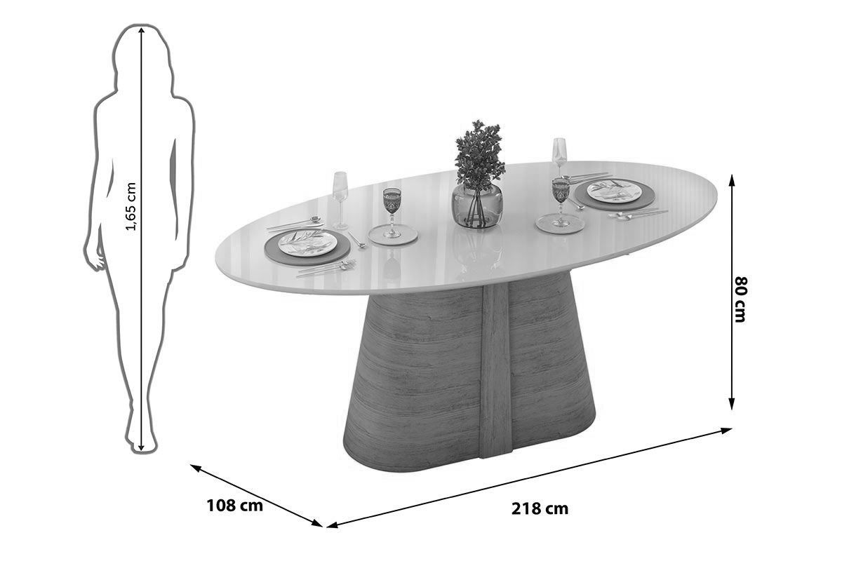 Mesa Jantar Ryze Tampo c/Vidro Oval 218cm DJ Móveis Mesa Jantar Ryze Tampo c/Vidro Oval 218cm DJ Móveis