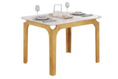Mesa Jantar Marina c/Tampo Madeirado c/Vidro Curvo 120x80cm DJ Móveis
