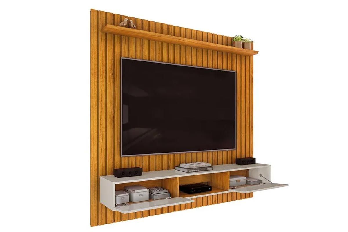 Rack Bancada c/Painel p/ TV Isac 223x240cm - DJ Móveis