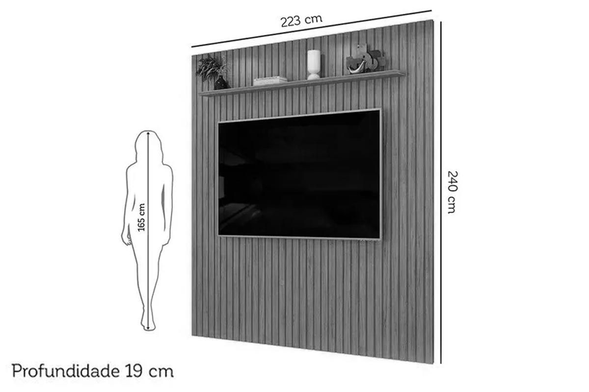 Rack Bancada c/Painel p/ TV Isac 223x240cm - DJ Móveis
