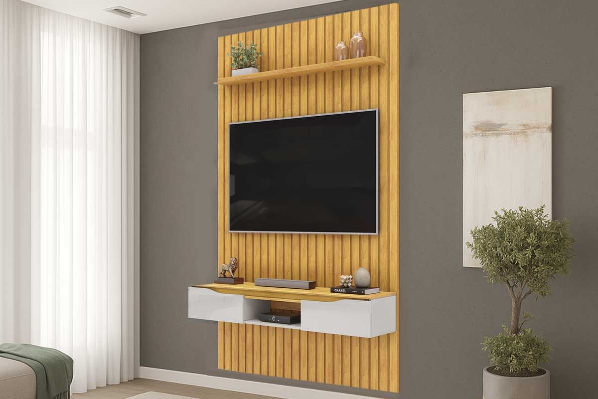 Rack Bancada c/Painel p/ TV Isac143x240cm - DJ MóveisCedro/Bali Rack Bancada c/Painel p/ TV Isac143x240cm - DJ MóveisCedro/Bali