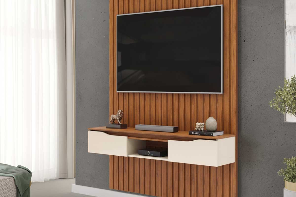 Rack Bancada c/Painel p/ TV Isac143x240cm - DJ Móveis Rack Bancada c/Painel p/ TV Isac143x240cm - DJ Móveis