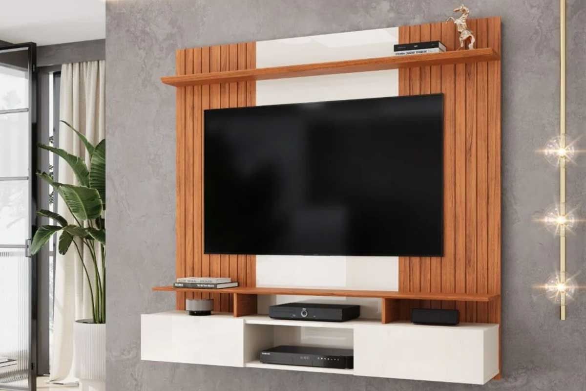 Painel Home p/ TV até 65 Pol Ben c/2 Portas 160x153cm DJ Móveis