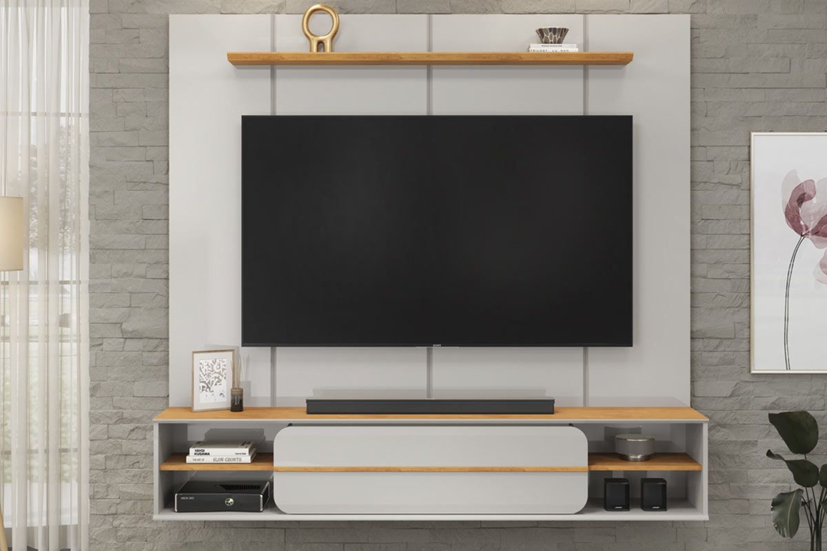 Painel Home p/ TV até 70 Pol Alana 169x180cm DJ MóveisBali/Cedro