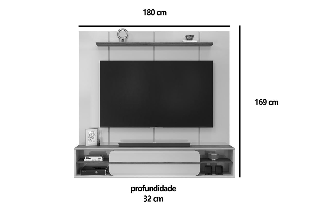 Painel Home p/ TV até 70 Pol Alana 169x180cm DJ Móveis