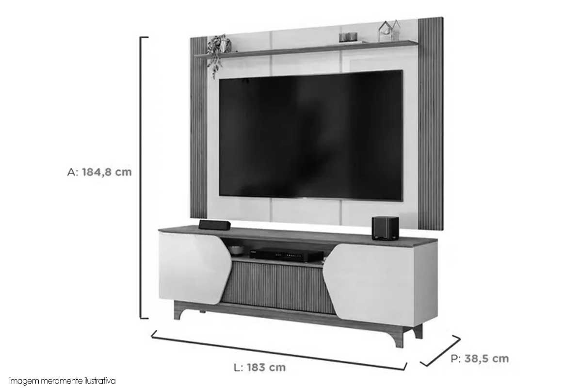 Rack Bancada c/Painel p/ TV até 75 Pol Helo 4 Portas - DJ Móveis