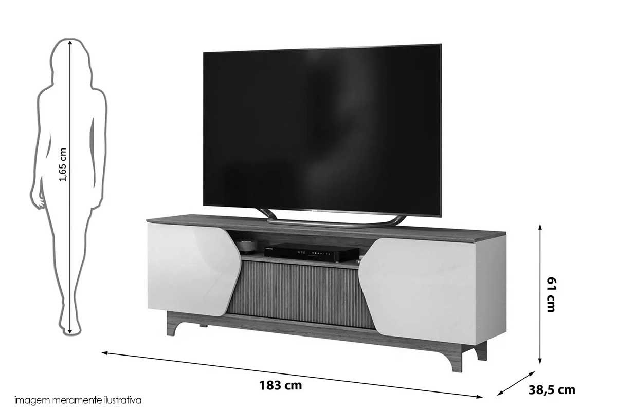 Rack Bancada p/ TV até 75 Pol Helo c/4 Portas DJ Móveis Rack Bancada p/ TV até 75 Pol Helo c/4 Portas DJ Móveis