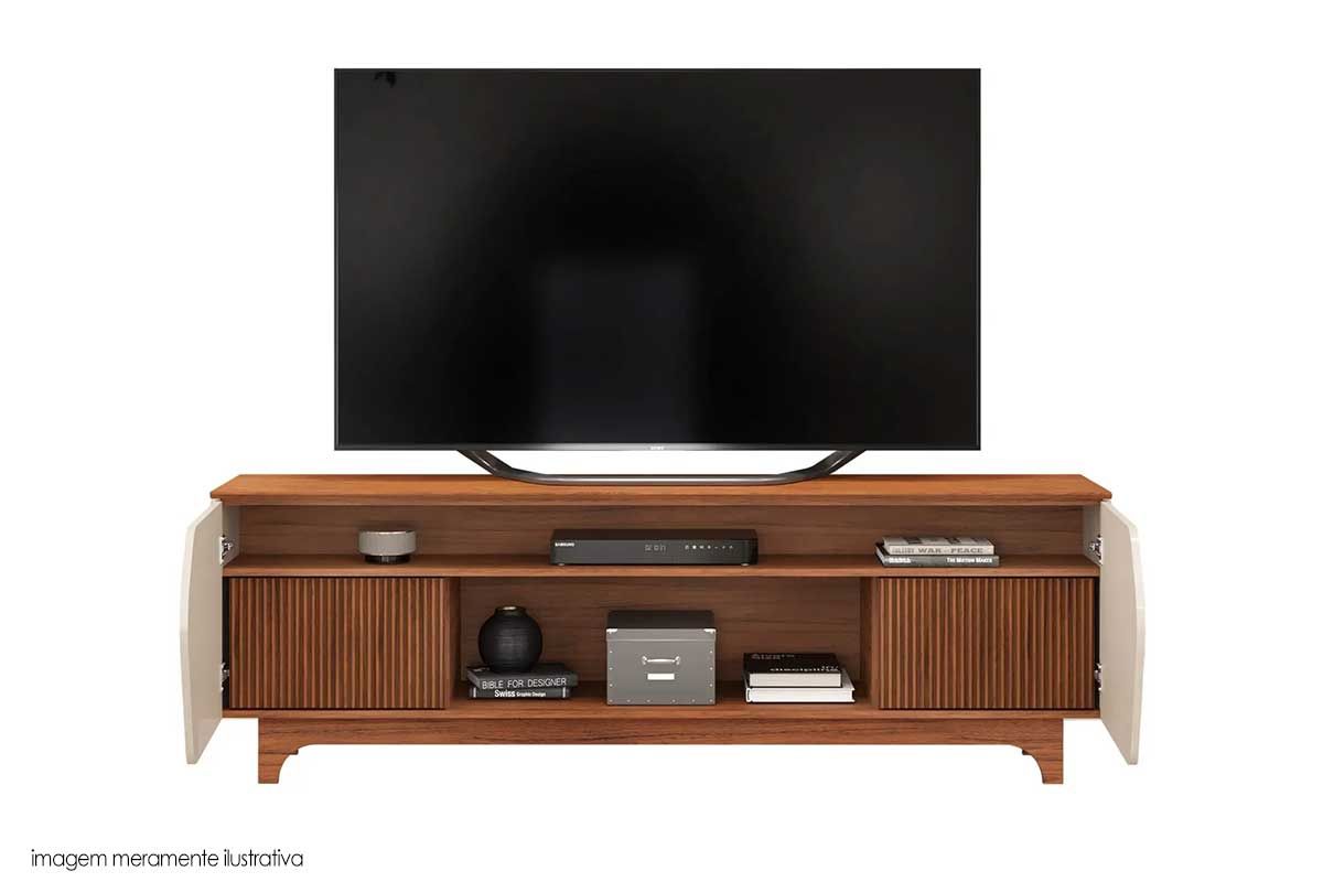 Rack Bancada p/ TV até 75 Pol Helo c/4 Portas DJ Móveis Rack Bancada p/ TV até 75 Pol Helo c/4 Portas DJ Móveis