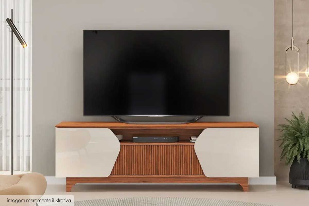 Rack Bancada p/ TV até 75 Pol Helo c/4 Portas DJ Móveis