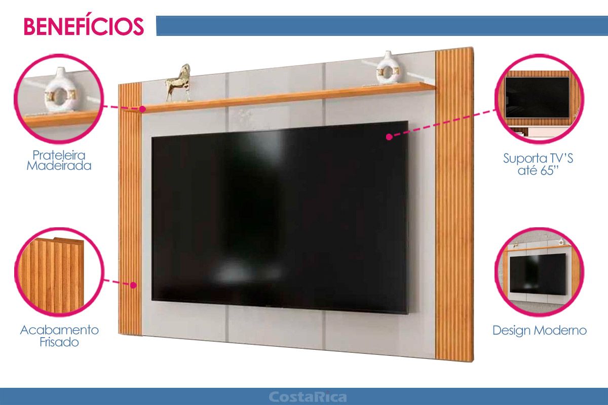 Painel Home p/ TV até 75 Pol Helo DJ Móveis Painel Home p/ TV até 75 Pol Helo DJ Móveis