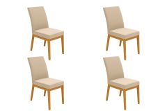 Cadeira Jantar Isadora Kit 4 un DJ Móveis - Ipe/Suede Creme