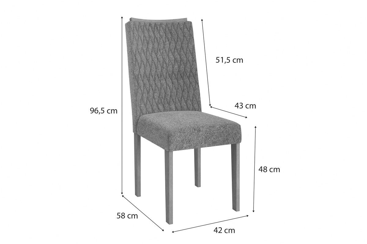 Cadeira Jantar Aura 2CAD159 Madeirado Kit 2 Un Kappesberg