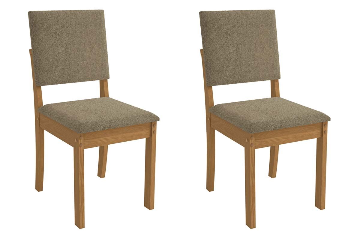 Cadeira Jantar Luna 2CAD160 Madeirado Kit 2 Un KappesbergCanela/Boucle Bege Fendi