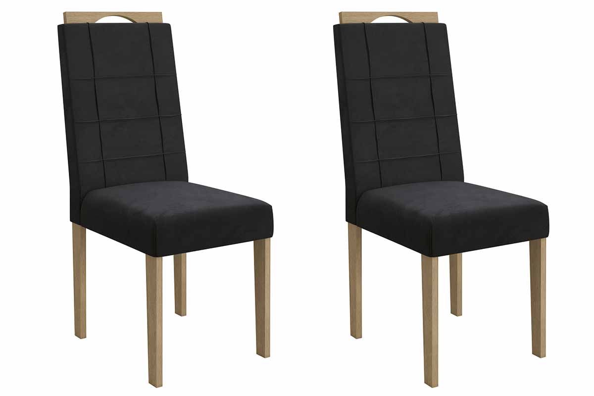 Cadeira Jantar Flora 2CAD161 Madeirado Kit 2 Un KappesbergCarvalho/Suede Preto Cadeira Jantar Flora 2CAD161 Madeirado Kit 2 Un KappesbergCarvalho/Suede Preto