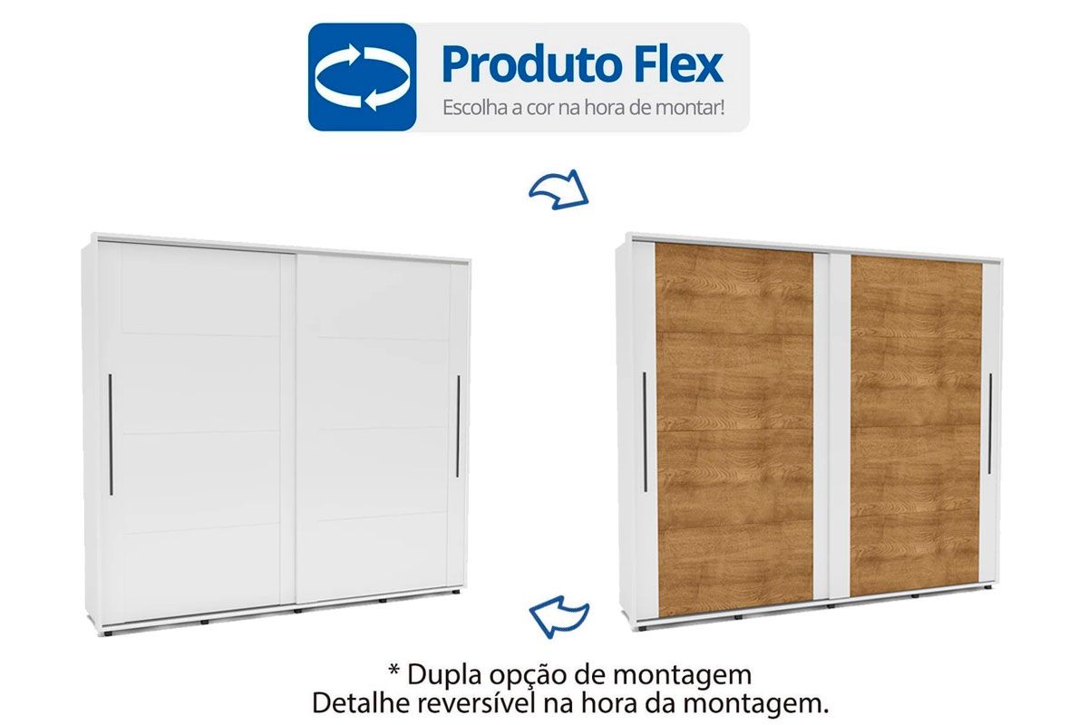 Guarda Roupa Casal 2 Portas de Correr e 6 Gavetas Coimbra Politorno