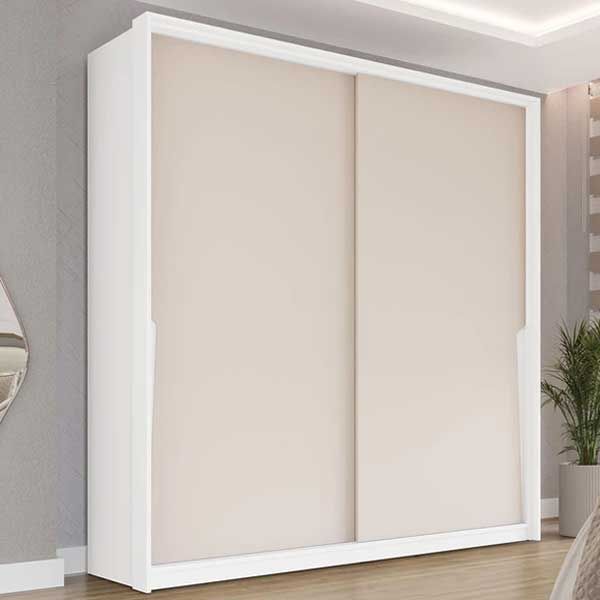 Guarda Roupa Casal 2 Portas de Correr e 2 Gavetas Porto PolitornoBranco/Creme Guarda Roupa Casal 2 Portas de Correr e 2 Gavetas Porto PolitornoBranco/Creme