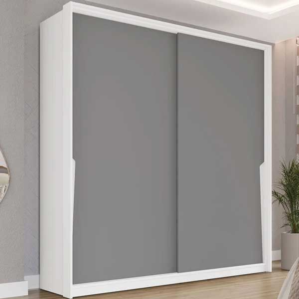 Guarda Roupa Casal 2 Portas de Correr e 2 Gavetas Porto PolitornoBranco/Cinza Guarda Roupa Casal 2 Portas de Correr e 2 Gavetas Porto PolitornoBranco/Cinza