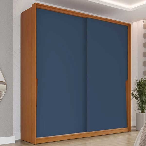 Guarda Roupa Casal 2 Portas de Correr e 2 Gavetas Porto PolitornoFreijo/Azul Guarda Roupa Casal 2 Portas de Correr e 2 Gavetas Porto PolitornoFreijo/Azul