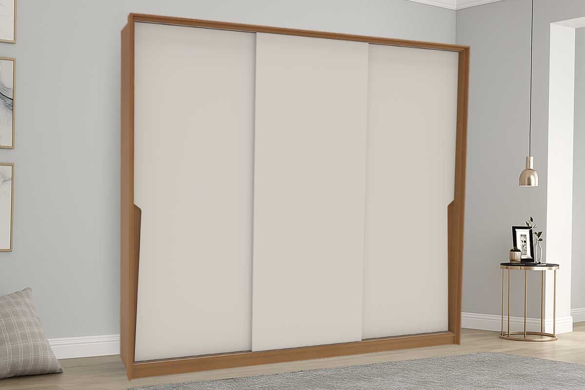 Guarda Roupa Casal 3 Portas de Correr e 4 Gavetas Porto Politorno