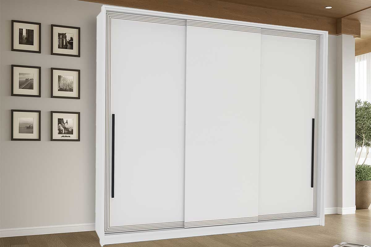 Guarda Roupa Casal 3 Portas de Correr e 4 Gavetas Valência Politorno