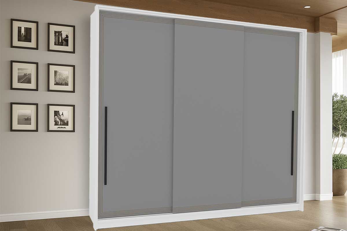 Guarda Roupa Casal 3 Portas de Correr e 4 Gavetas Valência Politorno