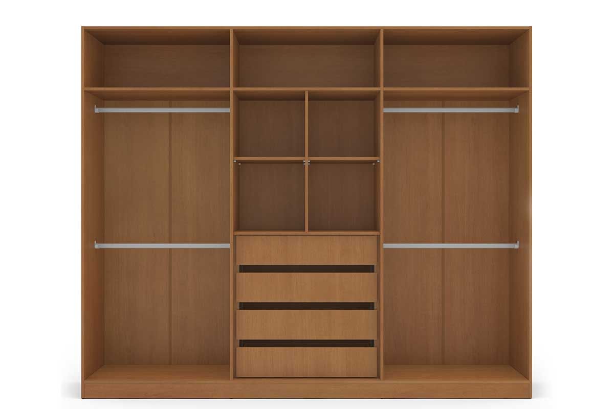 Guarda Roupa Casal 6 Portas (2 c/Espelho) e 4 Gavetas Valência Politorno