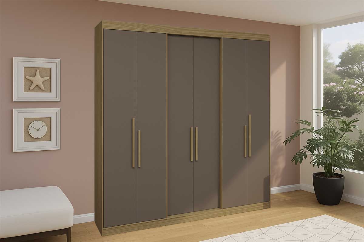 Guarda Roupa Casal 6 Portas e 2 Gavetas PH 1804 Herval Guarda Roupa Casal 6 Portas e 2 Gavetas PH 1804 Herval