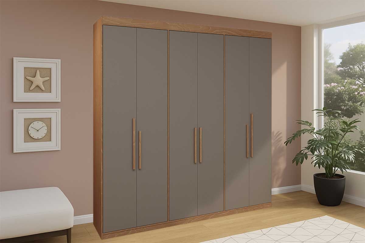 Guarda Roupa Casal 6 Portas e 2 Gavetas PH 1804 HervalCarvalho/Fendi Guarda Roupa Casal 6 Portas e 2 Gavetas PH 1804 HervalCarvalho/Fendi