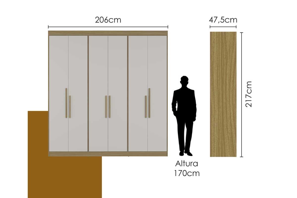 Guarda Roupa Casal 6 Portas e 2 Gavetas PH 1804 Herval Guarda Roupa Casal 6 Portas e 2 Gavetas PH 1804 Herval